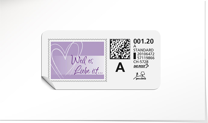 A-Post-Briefmarke 544B violett