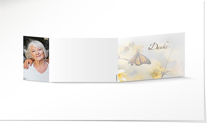 Danksagung mit Helgeli Verwandlung Danksagungskarte mit Schmetterling