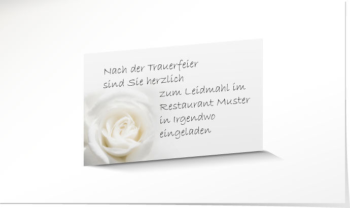 Einladung Leidmahl – Weisse Rose 2725 Einladung Leidmahl