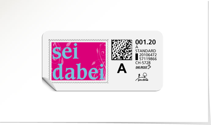 A-Post-Briefmarke 590/5 «Sei dabei» – cosmo pink