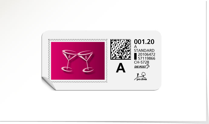 A-Post-Briefmarke 601/5 (Sektglas) cosmo pink