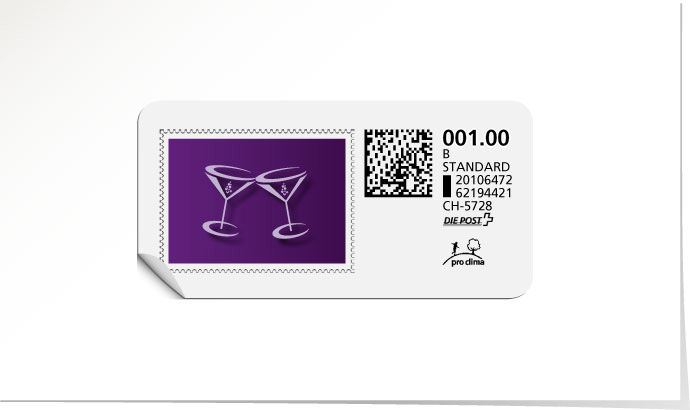 B-Post-Briefmarke 601/5 (Sektglas) violet