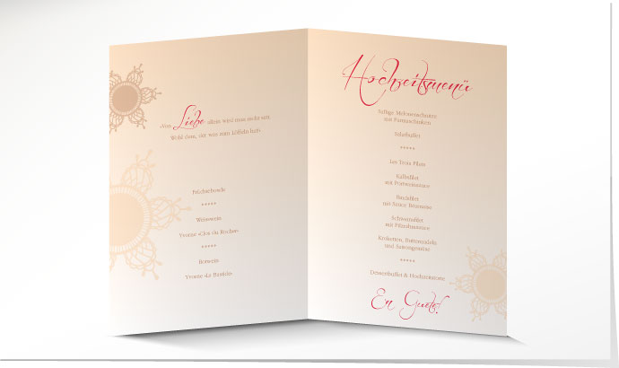 Menükarte Hochzeit 633 Menükarte Hochzeit