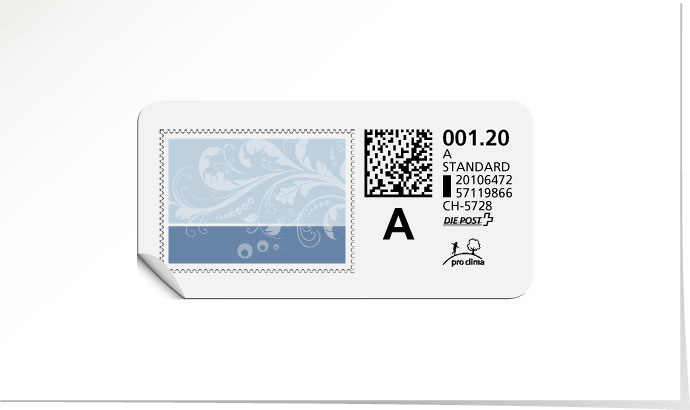 A-Post-Briefmarke 635 stahlblau