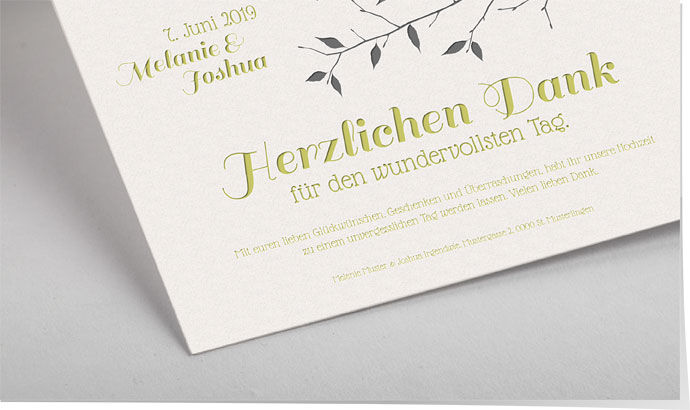 Dankeskarte Hochzeit Letterpress 715 Dankeskarte Hochzeit Letterpress