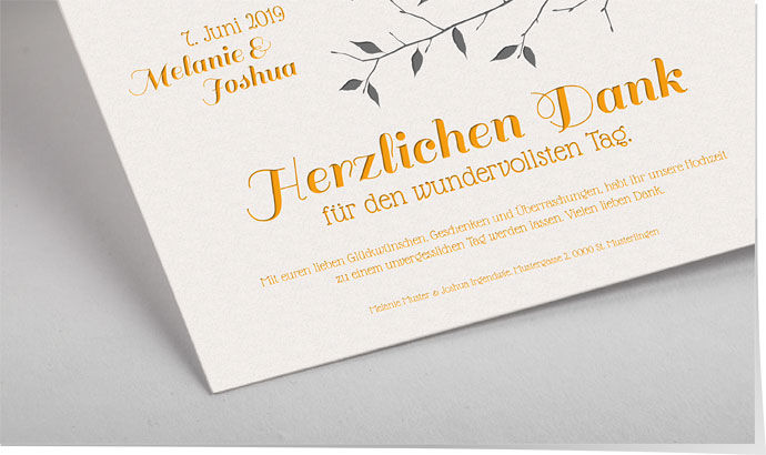 Dankeskarte Hochzeit Letterpress 715 Dankeskarte Hochzeit Letterpress