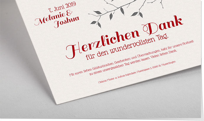 Dankeskarte Hochzeit Letterpress 715 Dankeskarte Hochzeit Letterpress