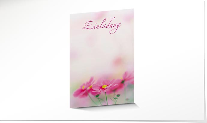 Briefpapier 737 Einladung mit Blumen pink