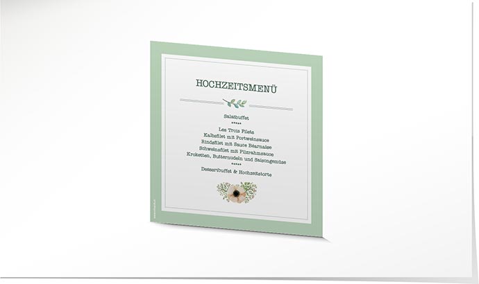 Menükarte Hochzeit 739 Menükarte Hochzeit