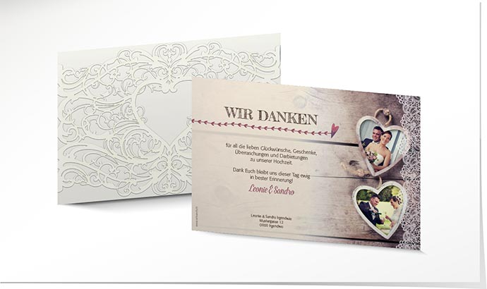 Dankeskarte Hochzeit Lasercut 770 Dankeskarte Hochzeit