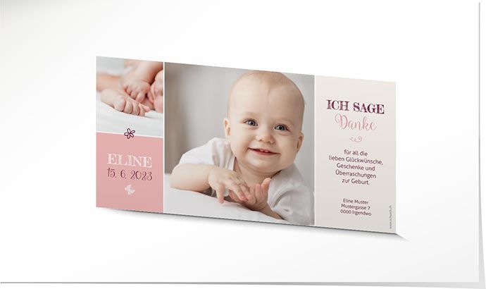 Dankeskarte Geburt 808 Rosa Als Collage Schuch Verlag