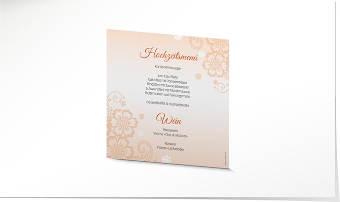 Menükarte Hochzeit 857 Menükarte Hochzeit