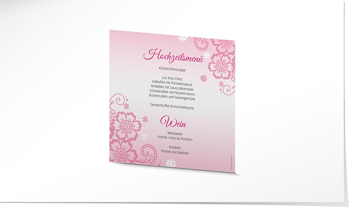 Menükarte Hochzeit 857 Menükarte Hochzeit