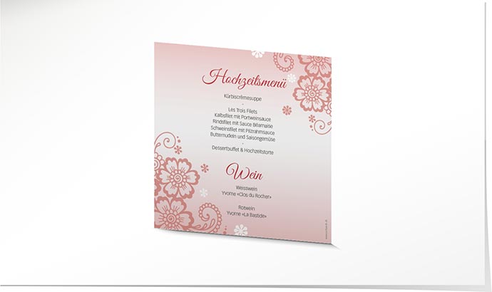 Menükarte Hochzeit 857 Menükarte Hochzeit