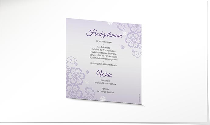 Menükarte Hochzeit 857 Menükarte Hochzeit