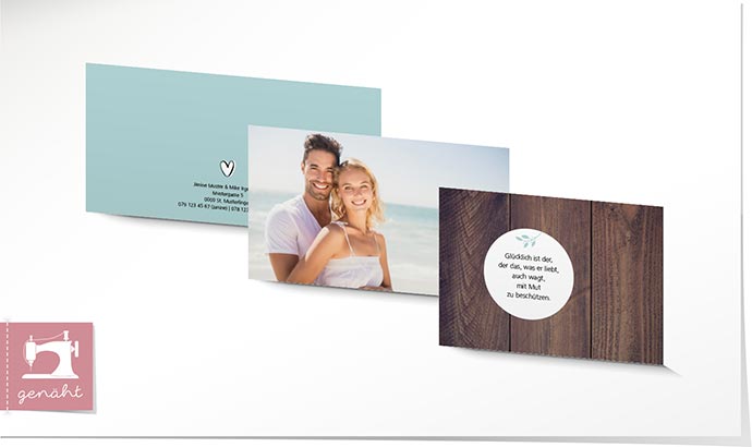 Hochzeitseinladung genäht 860 Hochzeitskarte