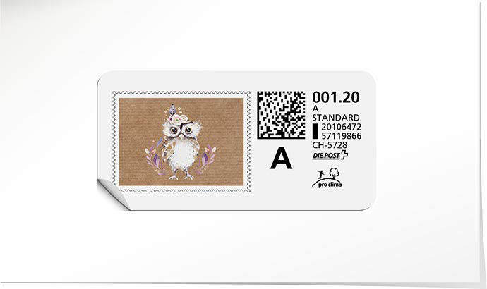 A-Post-Briefmarke 878 mit Eule
