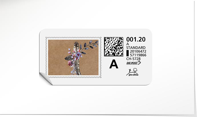 A-Post-Briefmarke 878 mit Federn