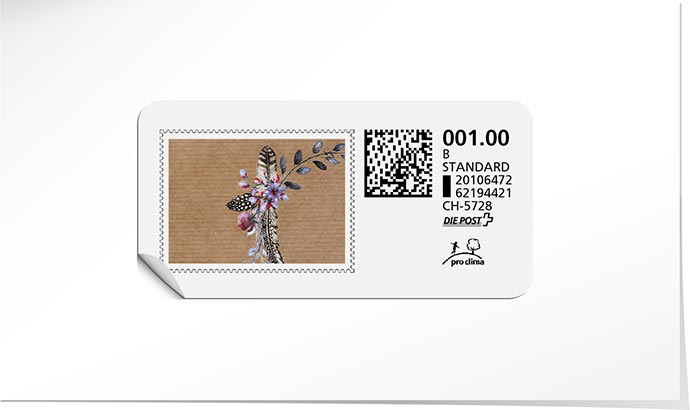 B-Post-Briefmarke 878 mit Federn