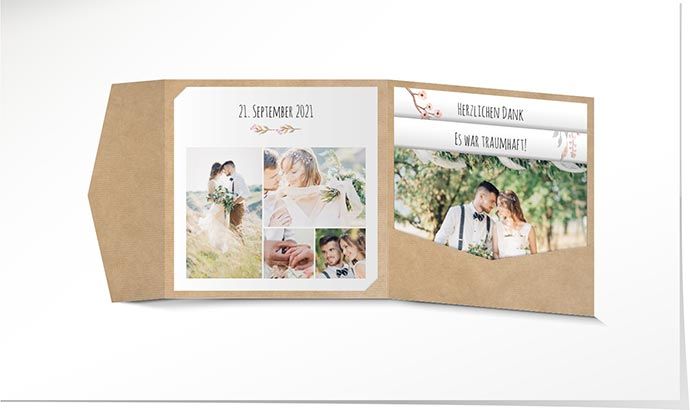 Dankeskarte Hochzeit 8 Pocketfolder Kraftpapier Schuch Verlag