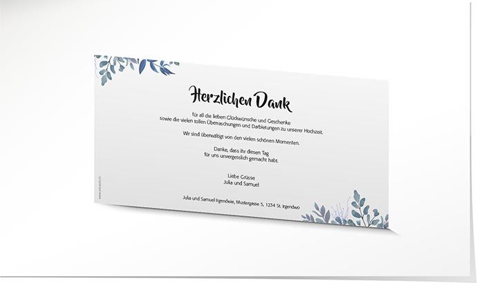 Dankeskarte Hochzeit 884B Dankeskarte Hochzeit