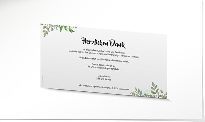 Dankeskarte Hochzeit 884B Dankeskarte Hochzeit