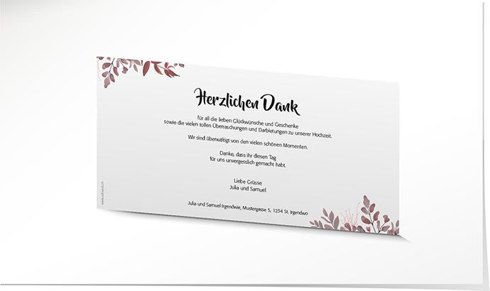 Dankeskarte Hochzeit 884B Dankeskarte Hochzeit