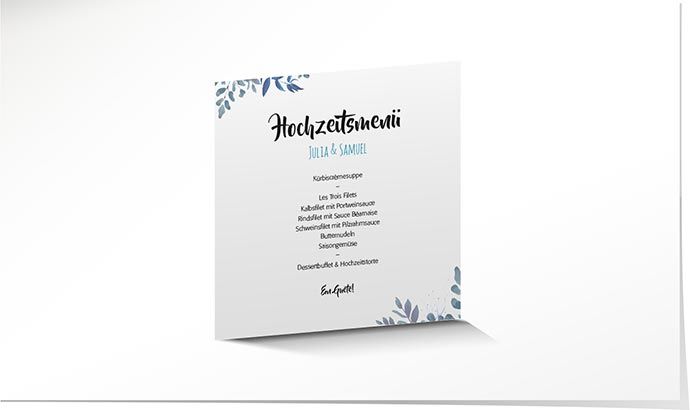 Menükarte Hochzeit 884 Menükarte Hochzeit
