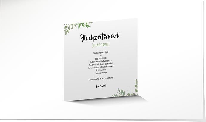 Menükarte Hochzeit 884 Menükarte Hochzeit