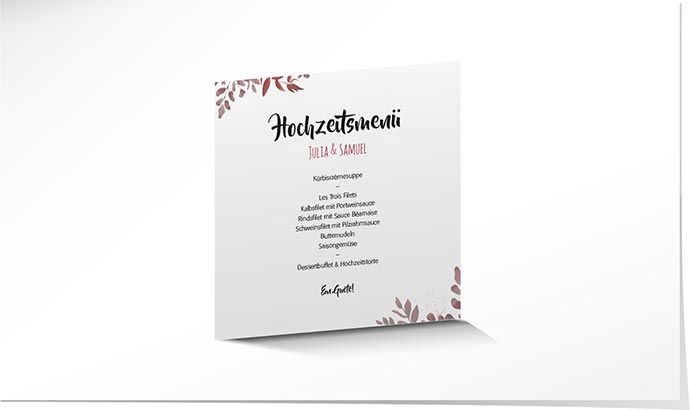 Menükarte Hochzeit 884 Menükarte Hochzeit