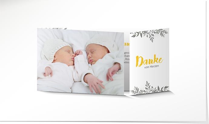 Dankeskarte Geburt 898 Zwillinge Dankeskarte Geburt Zwillinge