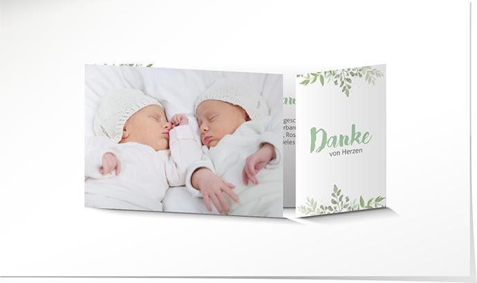 Dankeskarte Geburt 898 Zwillinge Dankeskarte Geburt Zwillinge