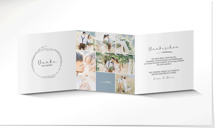 Dankeskarte Hochzeit 903 mit Prägung Dankeskarte Hochzeit