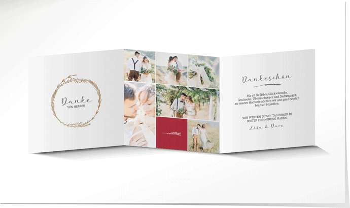 Dankeskarte Hochzeit 903 mit Prägung Dankeskarte Hochzeit