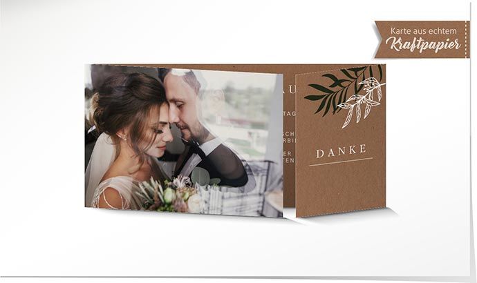 Dankeskarte Hochzeit 911 Kraftpapier Dankeskarte Hochzeit