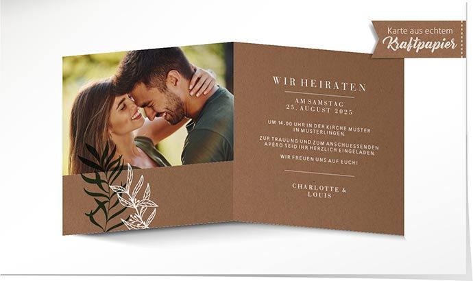 Hochzeitseinladung 911 Kraftpapier Hochzeitskarte