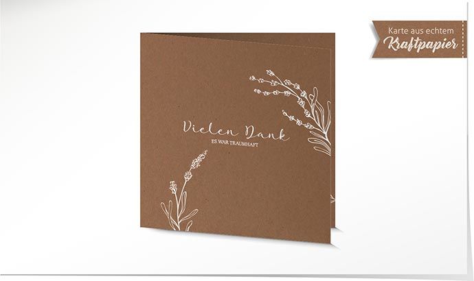 Dankeskarte Hochzeit 931 Kraftpapier Dankeskarte Hochzeit