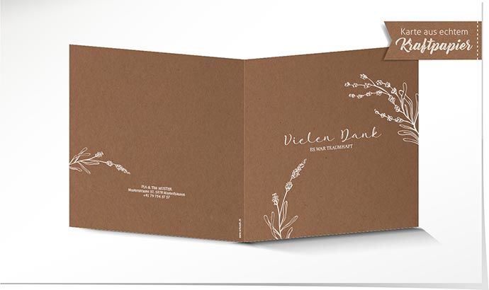 Dankeskarte Hochzeit 931 Kraftpapier Dankeskarte Hochzeit