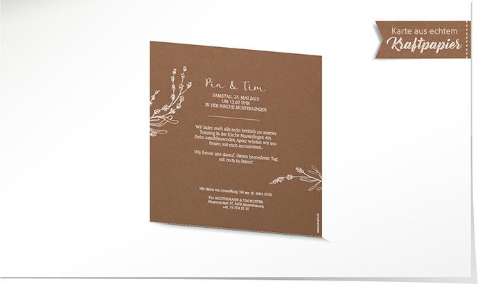 Hochzeitseinladung 931 Kraftpapier Hochzeitskarte