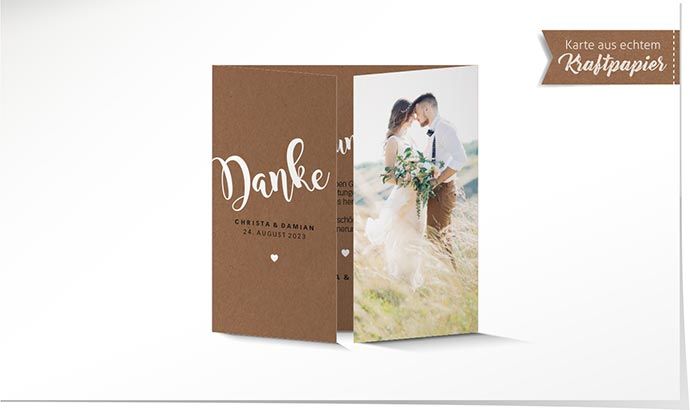 Dankeskarte Hochzeit 932 Kraftpapier Dankeskarte Hochzeit