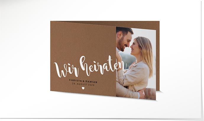 Hochzeitseinladung 932 Kraftpapier Hochzeitskarte