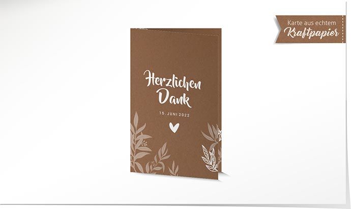 Dankeskarte Hochzeit 935 Kraftpapier Dankeskarte Hochzeit