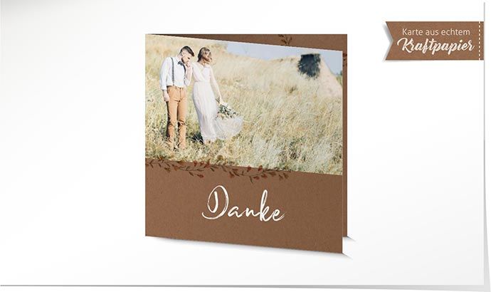 Dankeskarte Hochzeit 937 Kraftpapier Dankeskarte Hochzeit