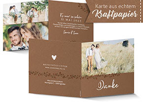 Dankeskarte Hochzeit 937 Kraftpapier