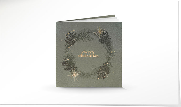 Weihnachtskarte 9605 Kranz Olivegrün