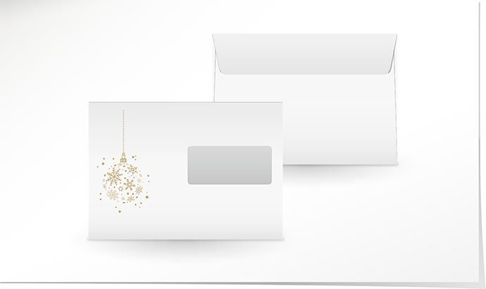 Couvert C1820FG – Weihnachtskugel mit Fenster rechts und Goldfolienprägung